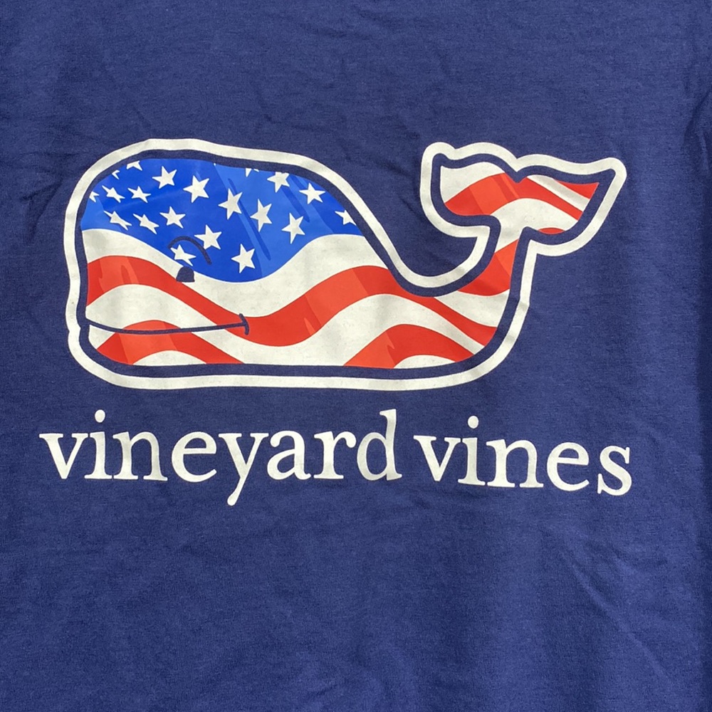 Vineyard Vines Blue Short Sleeve Tee with American Flag Whale - Picture 2 of 5